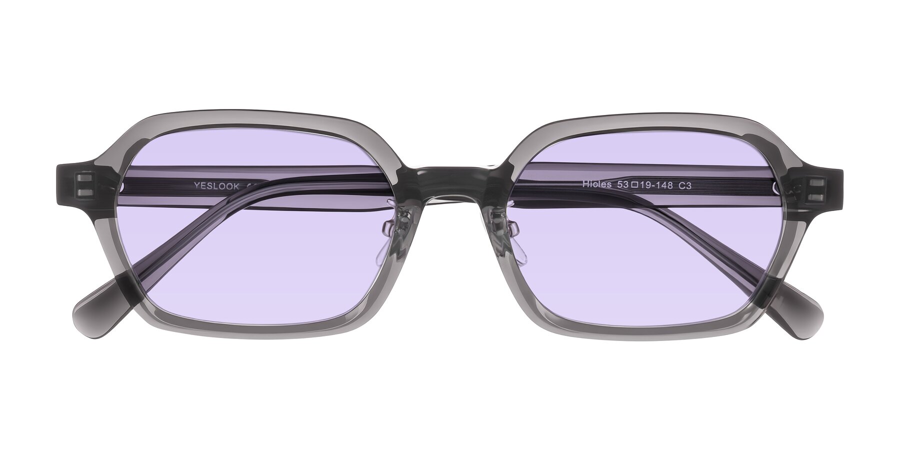 Folded Front of Hicles in Translucent Gray with Light Purple Tinted Lenses