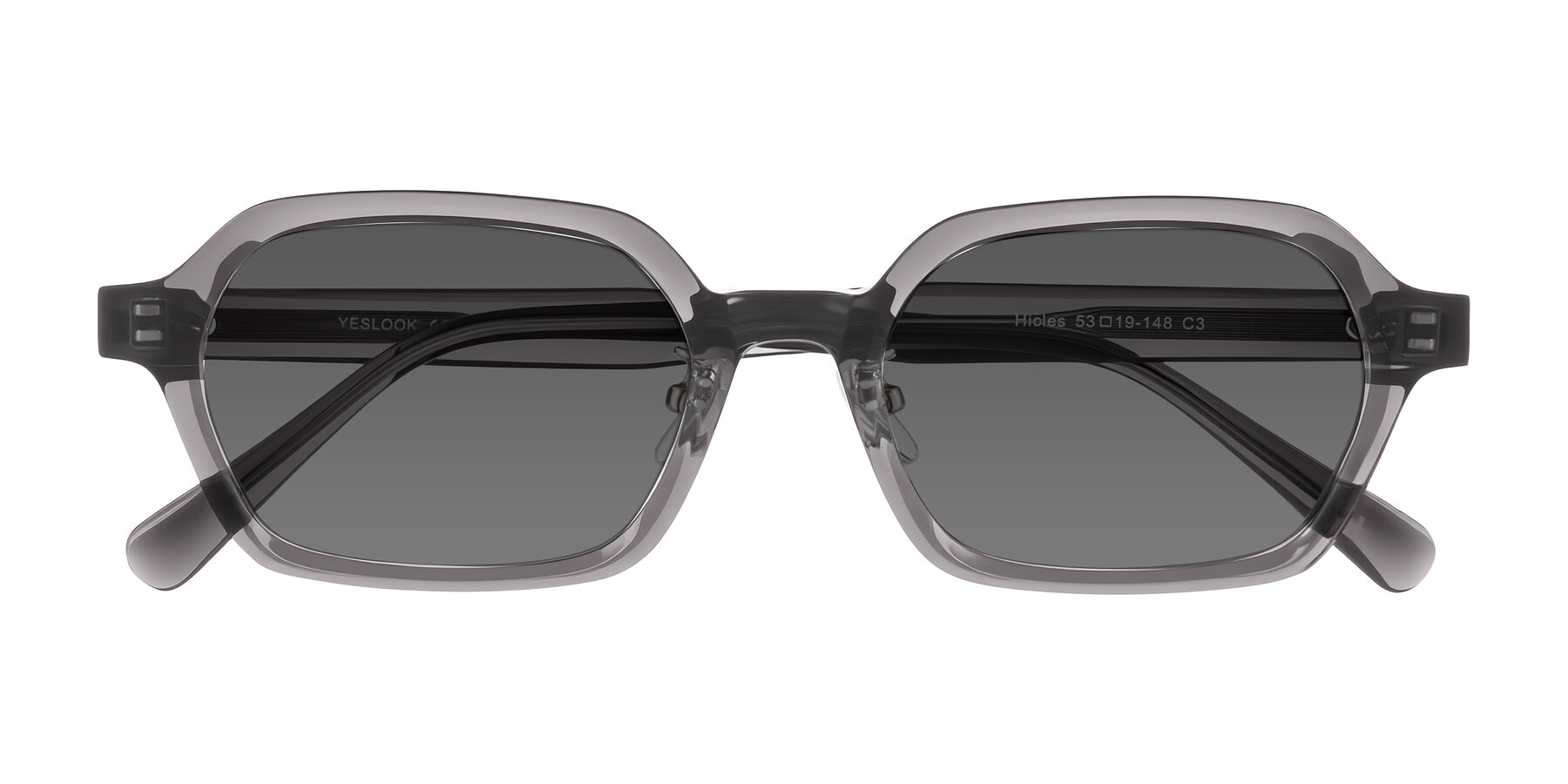 Folded Front of Hicles in Translucent Gray with Medium Gray Tinted Lenses