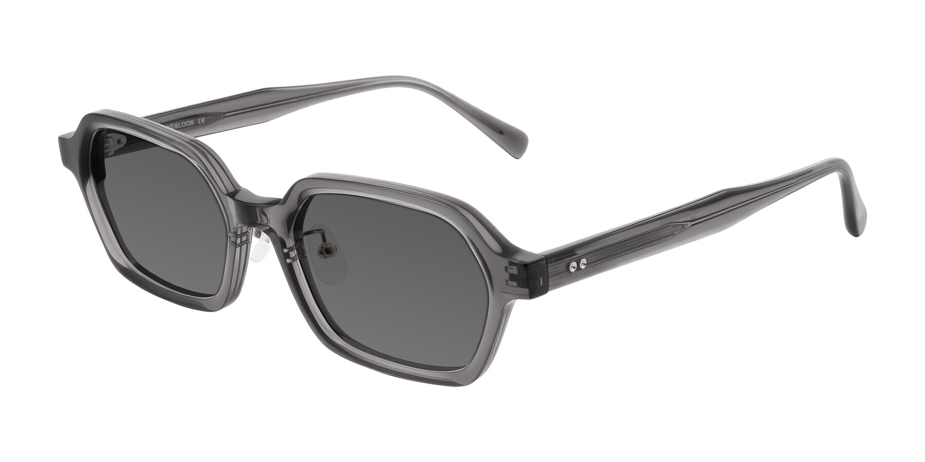 Angle of Hicles in Translucent Gray with Medium Gray Tinted Lenses