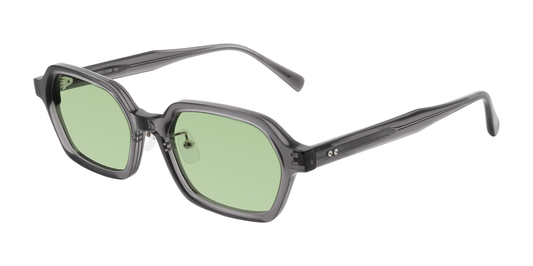 Angle of Hicles in Translucent Gray with Medium Green Tinted Lenses