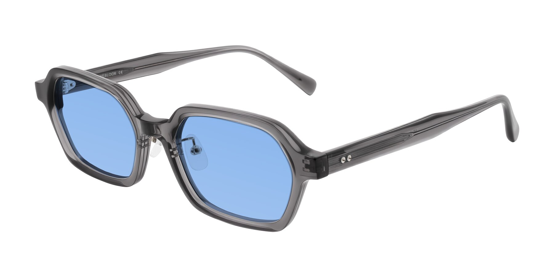 Angle of Hicles in Translucent Gray with Medium Blue Tinted Lenses
