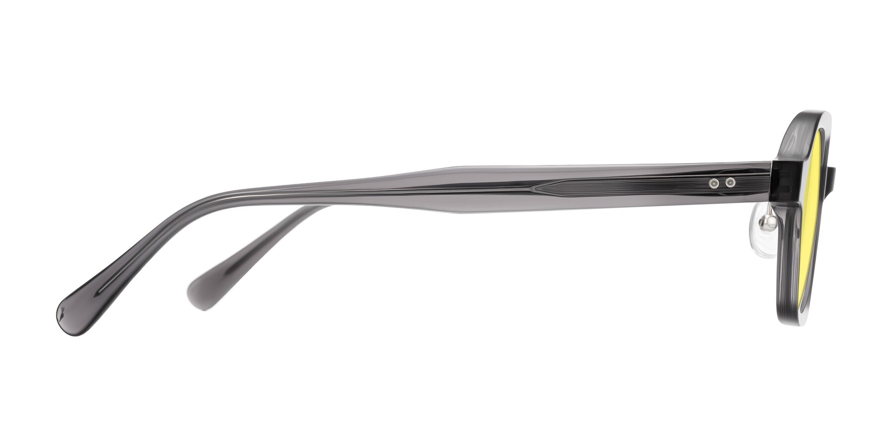 Side of Hicles in Translucent Gray with Medium Yellow Tinted Lenses
