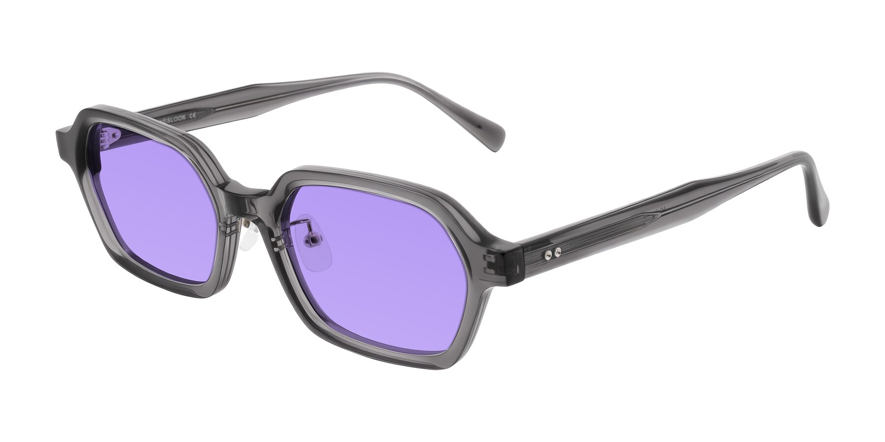 Angle of Hicles in Translucent Gray with Medium Purple Tinted Lenses
