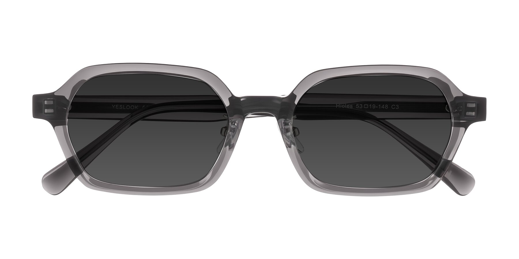 Folded Front of Hicles in Translucent Gray with Gray Tinted Lenses