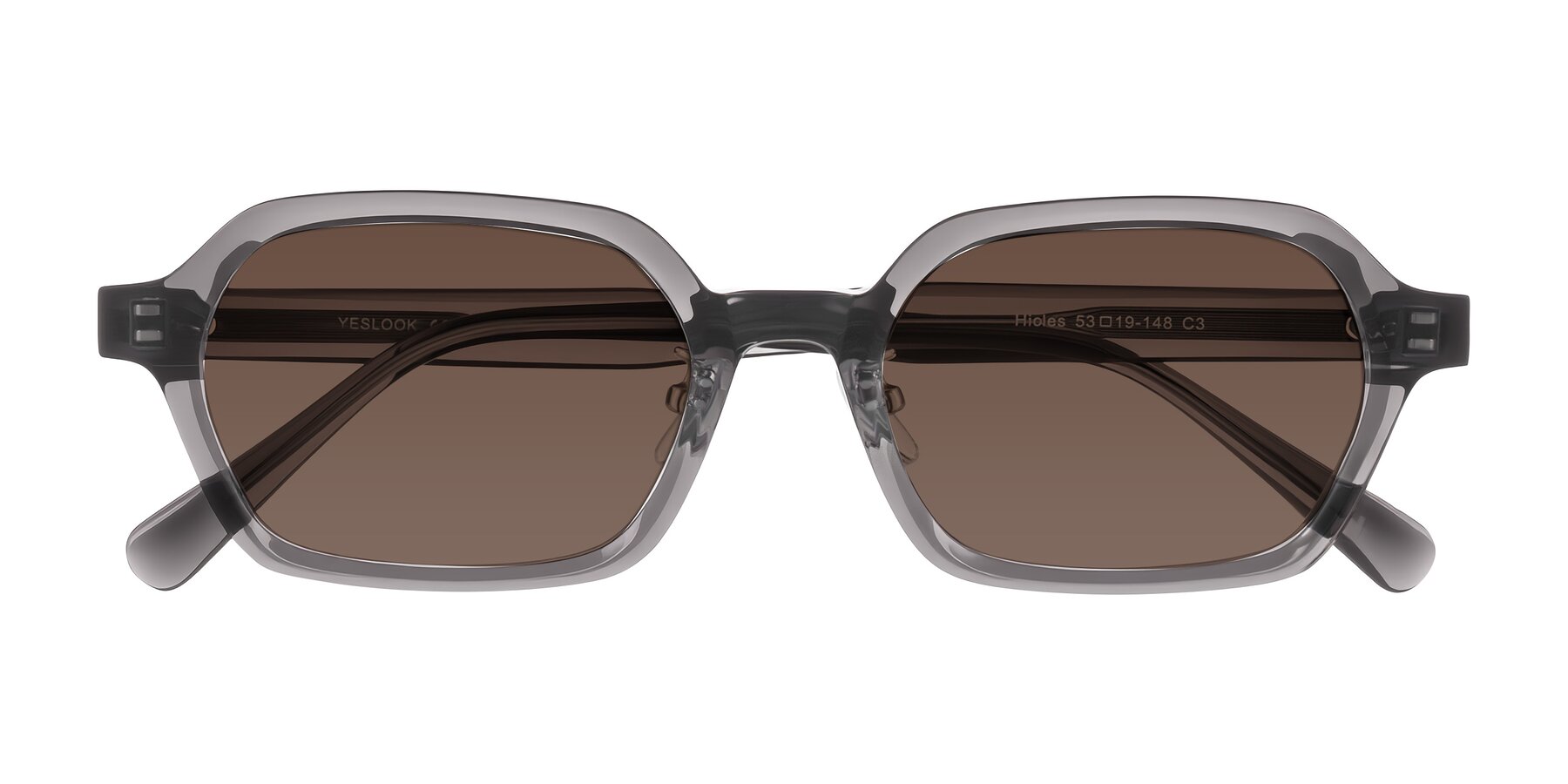 Folded Front of Hicles in Translucent Gray with Brown Tinted Lenses