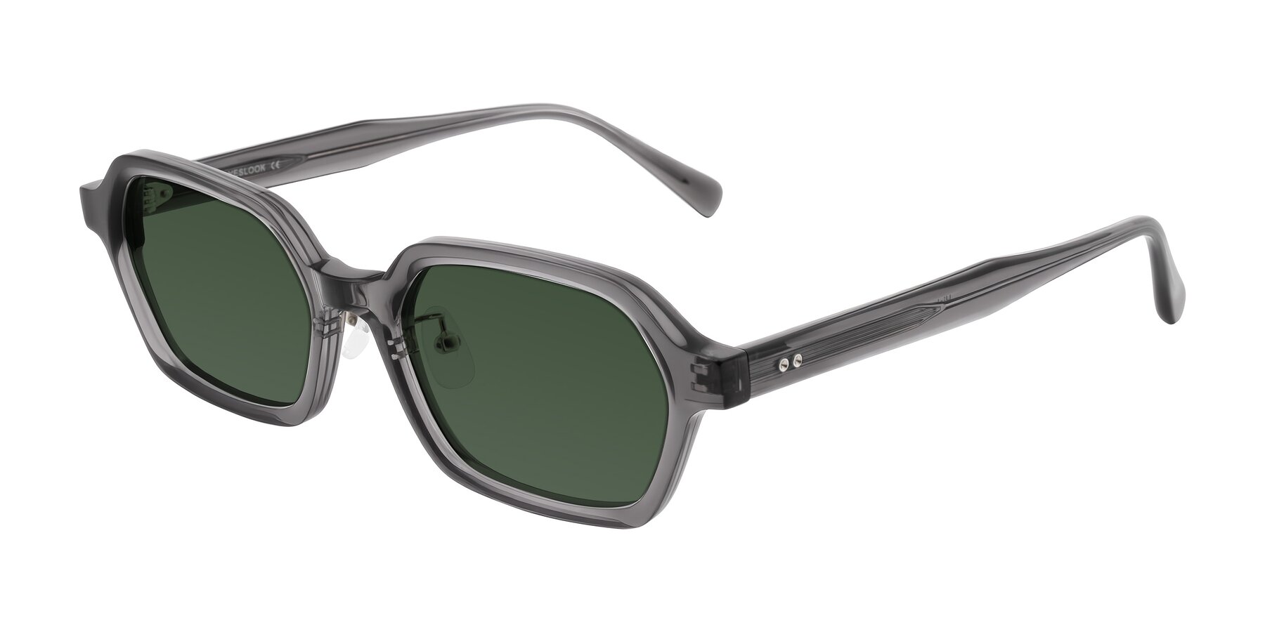 Angle of Hicles in Translucent Gray with Green Tinted Lenses