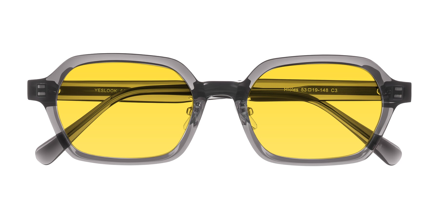 Folded Front of Hicles in Translucent Gray with Yellow Tinted Lenses