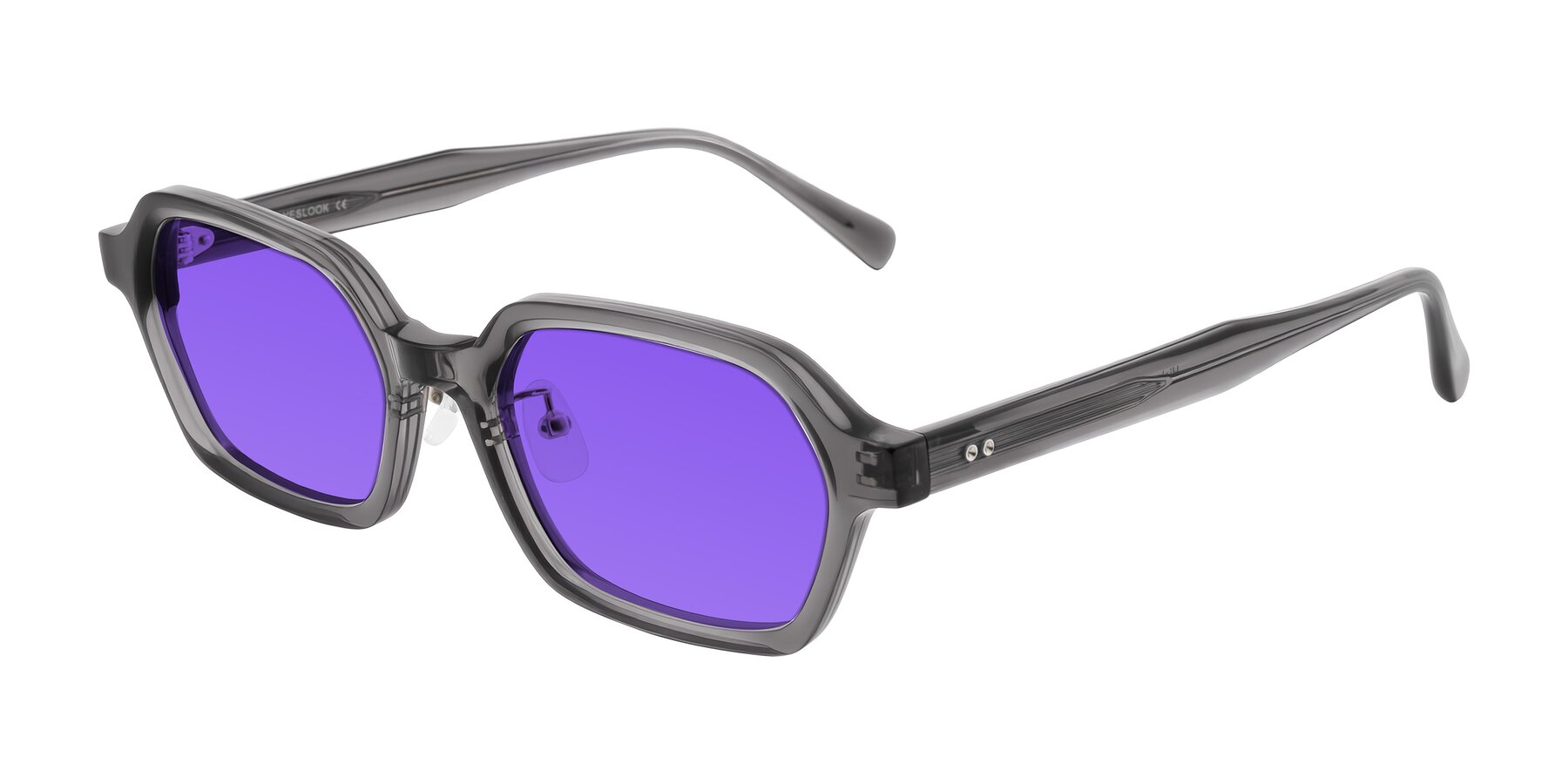 Angle of Hicles in Translucent Gray with Purple Tinted Lenses
