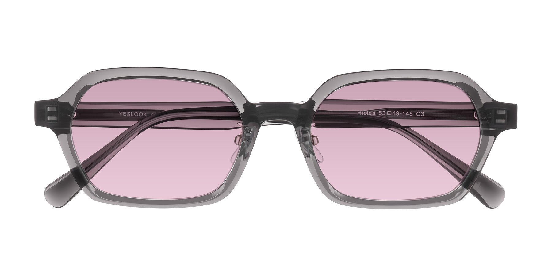 Folded Front of Hicles in Translucent Gray with Light Wine Tinted Lenses