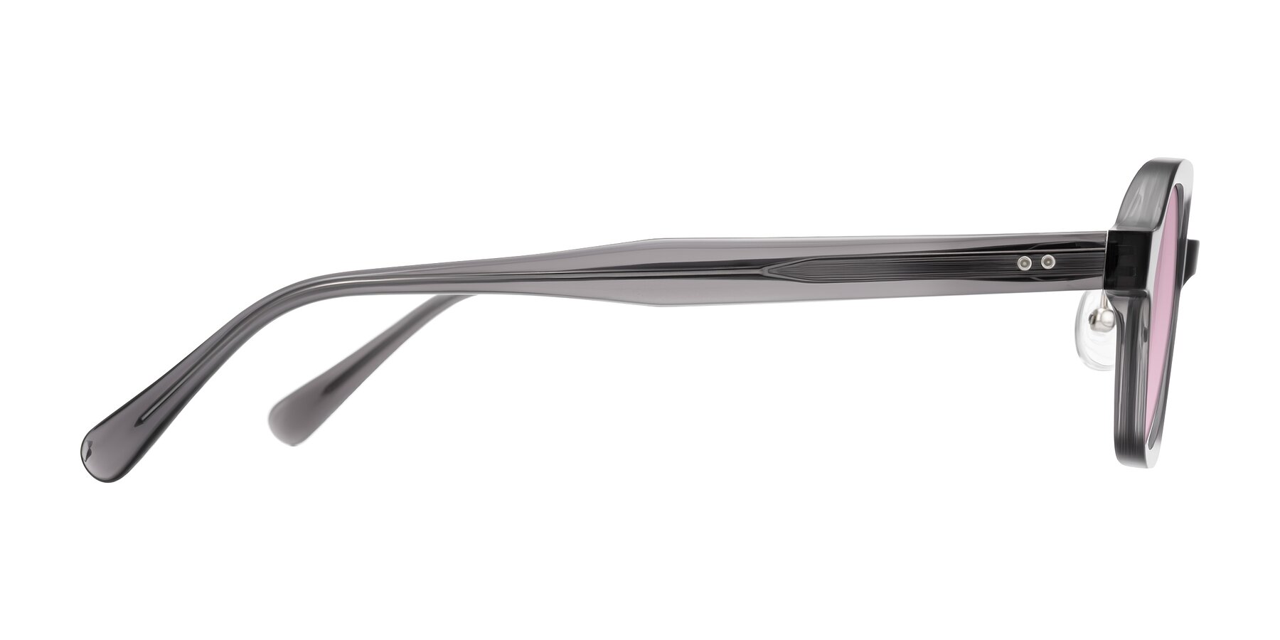 Side of Hicles in Translucent Gray with Light Wine Tinted Lenses