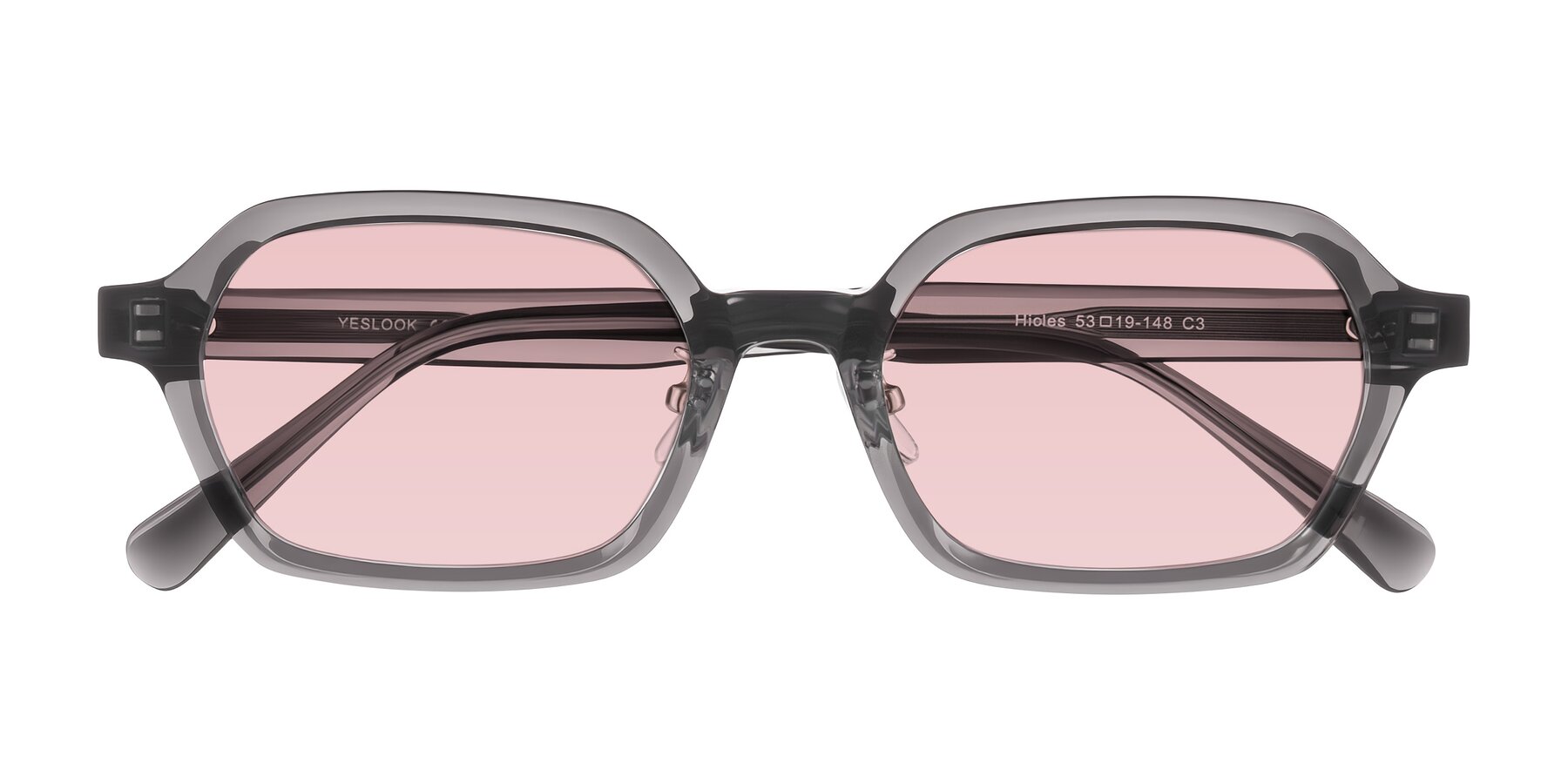 Folded Front of Hicles in Translucent Gray with Light Garnet Tinted Lenses