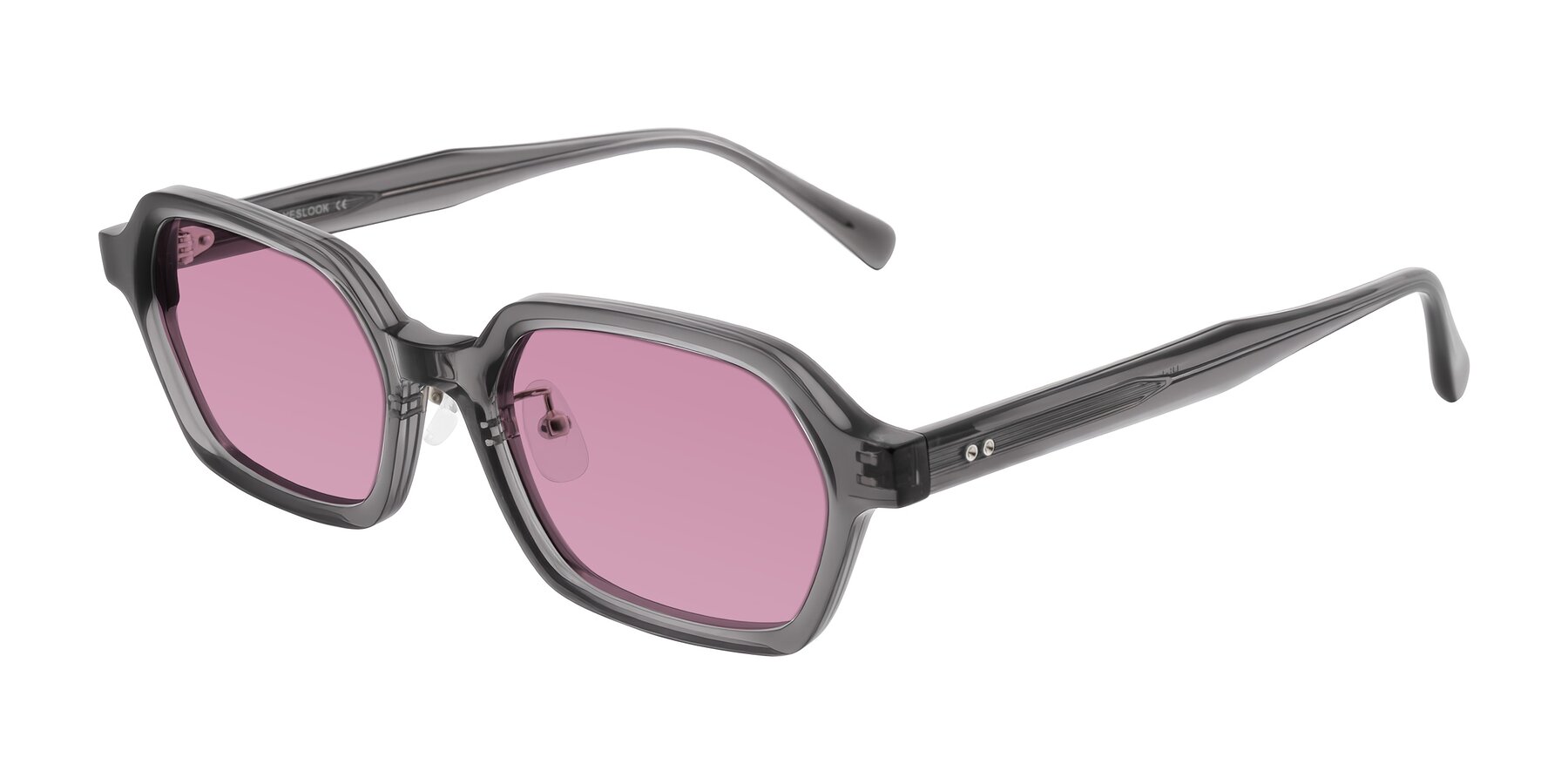Angle of Hicles in Translucent Gray with Medium Wine Tinted Lenses