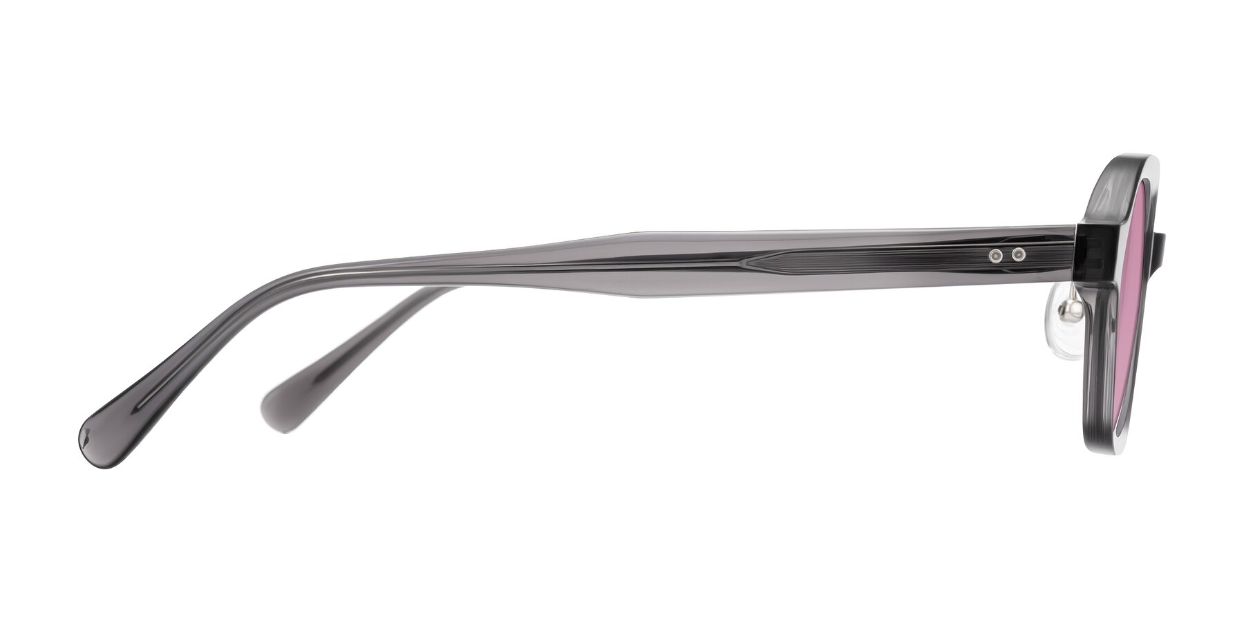 Side of Hicles in Translucent Gray with Medium Wine Tinted Lenses