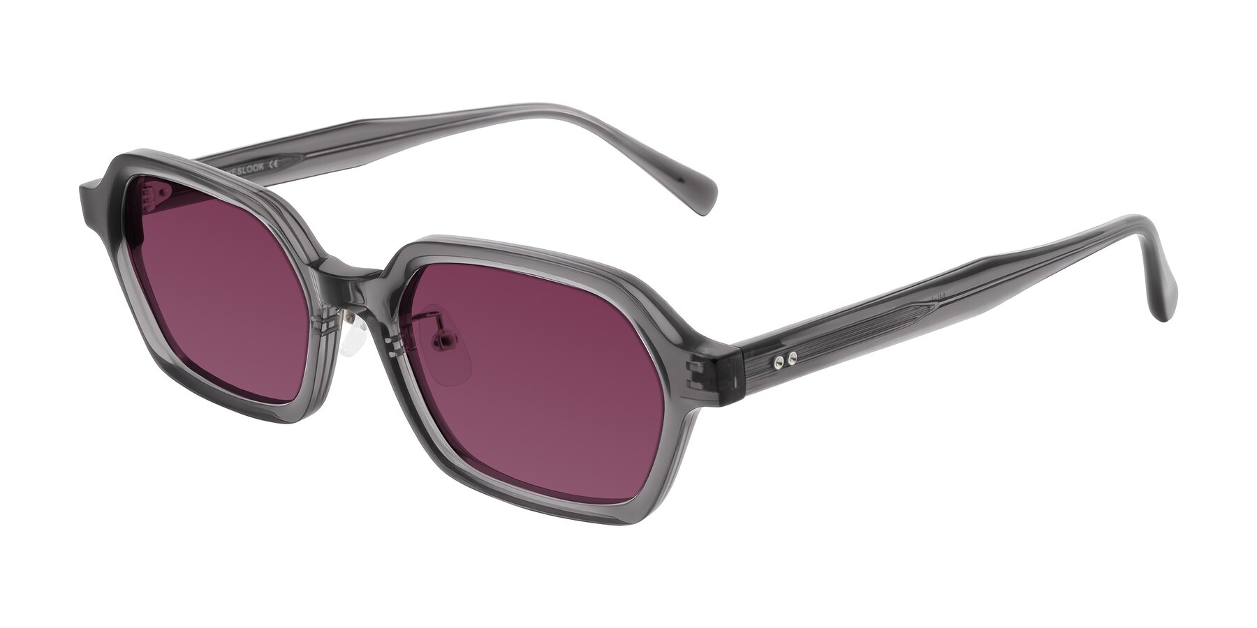 Angle of Hicles in Translucent Gray with Wine Tinted Lenses