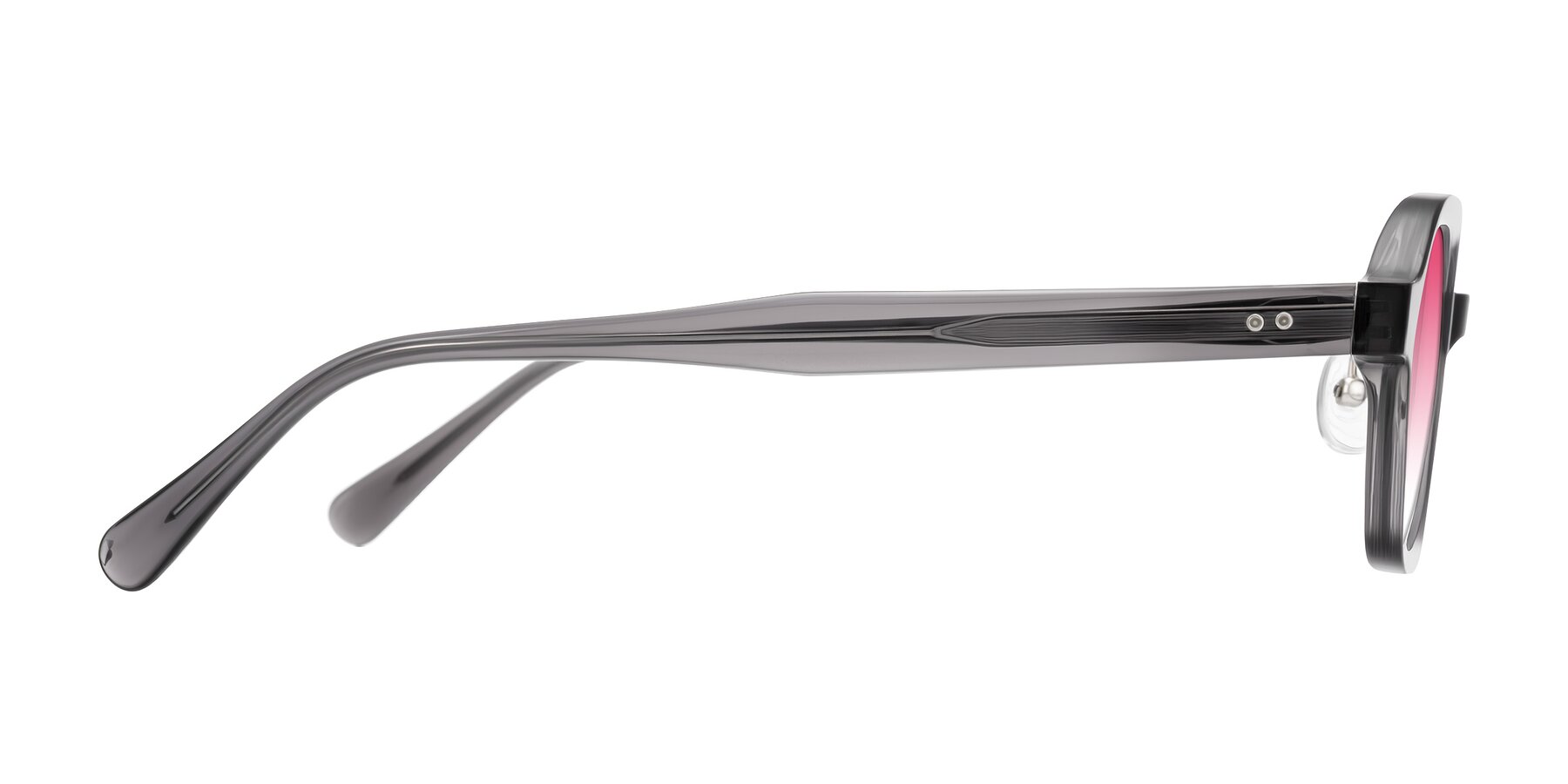 Side of Hicles in Translucent Gray with Pink Gradient Lenses
