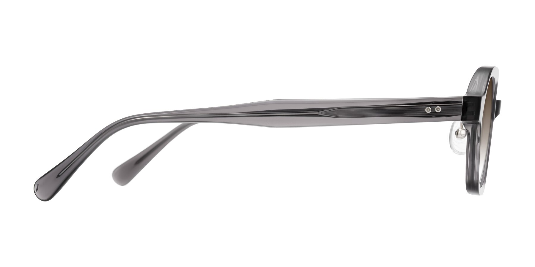 Side of Hicles in Translucent Gray with Brown Gradient Lenses