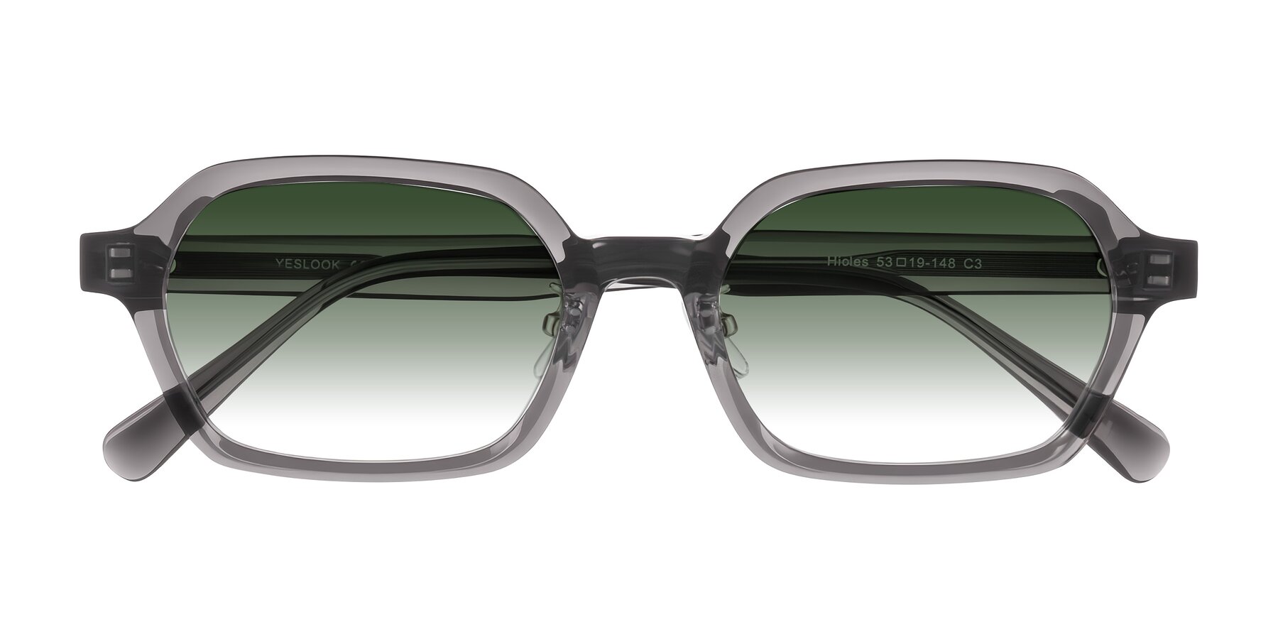 Folded Front of Hicles in Translucent Gray with Green Gradient Lenses