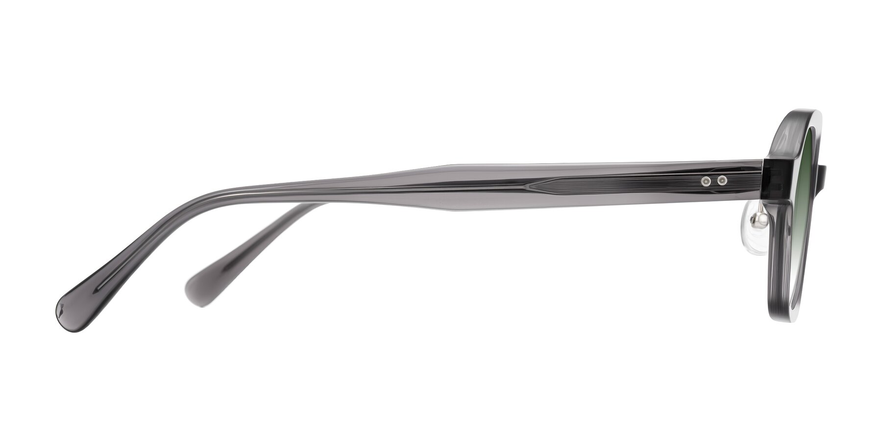 Side of Hicles in Translucent Gray with Green Gradient Lenses