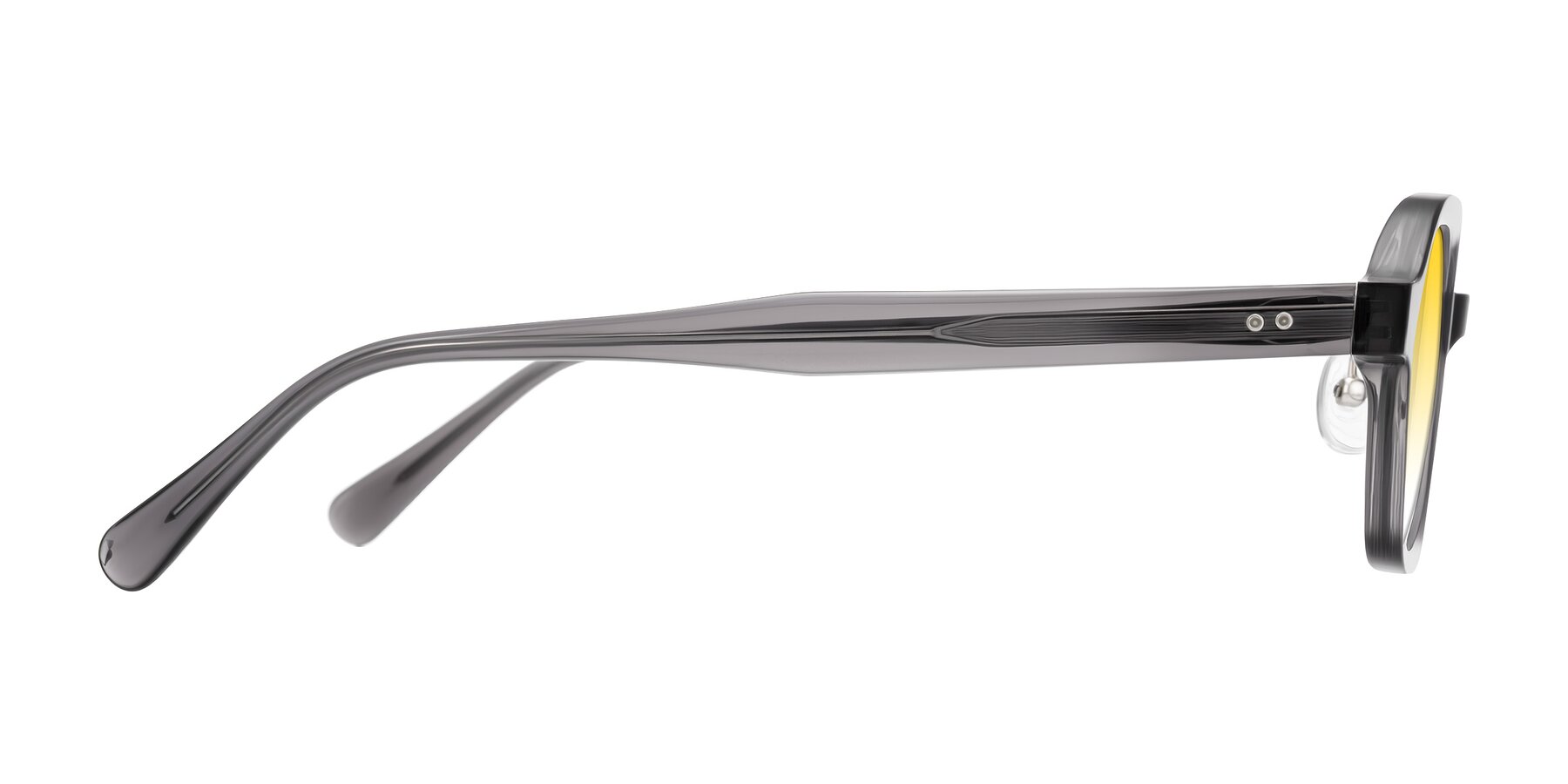 Side of Hicles in Translucent Gray with Yellow Gradient Lenses