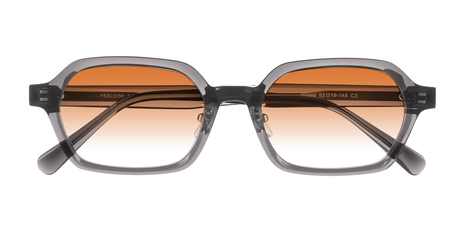 Folded Front of Hicles in Translucent Gray with Orange Gradient Lenses