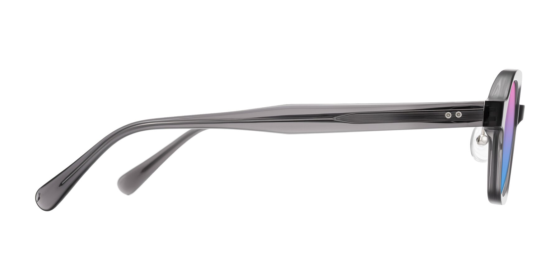 Side of Hicles in Translucent Gray with Pink / Blue Gradient Lenses