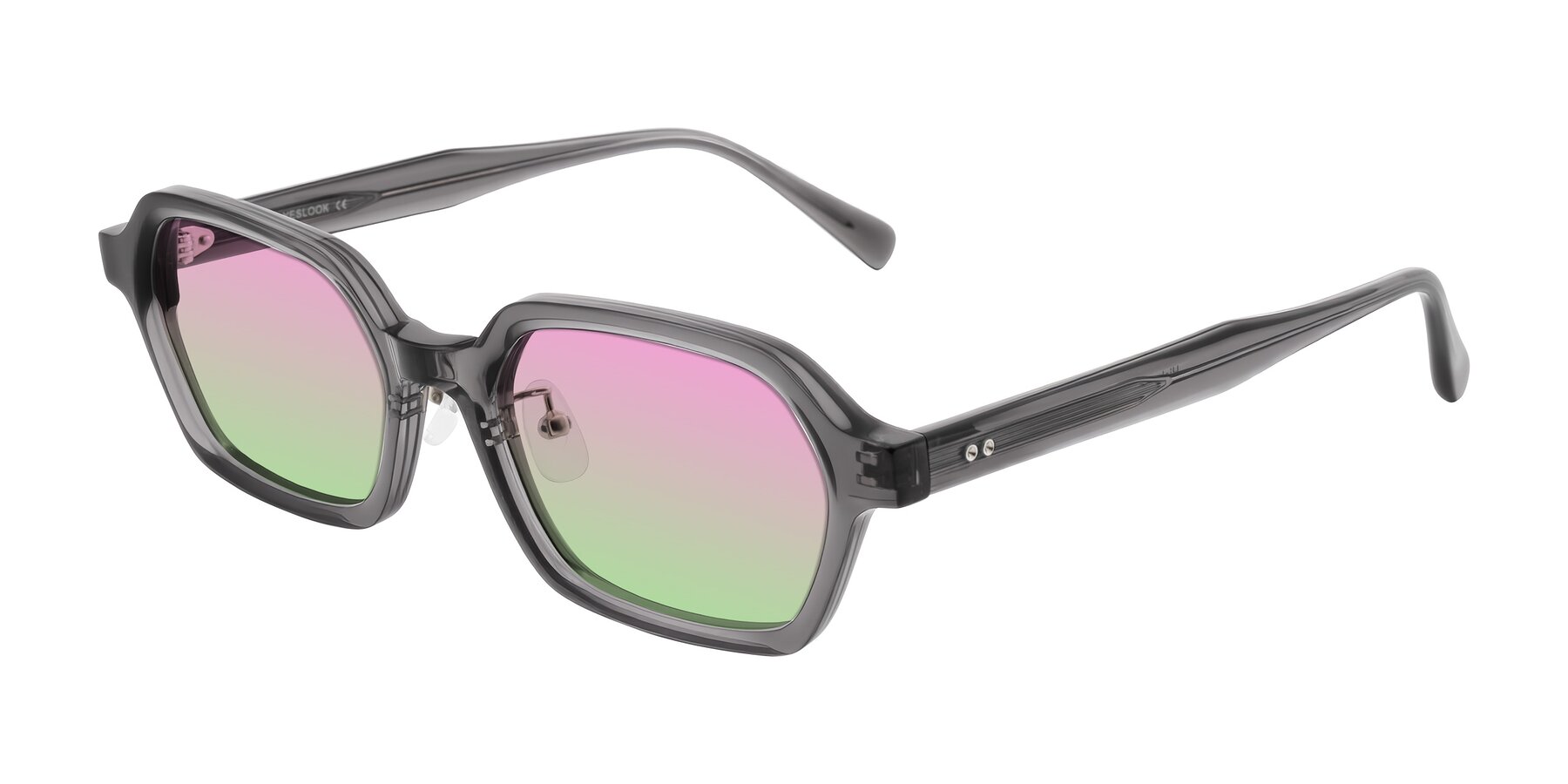 Angle of Hicles in Translucent Gray with Pink / Green Gradient Lenses