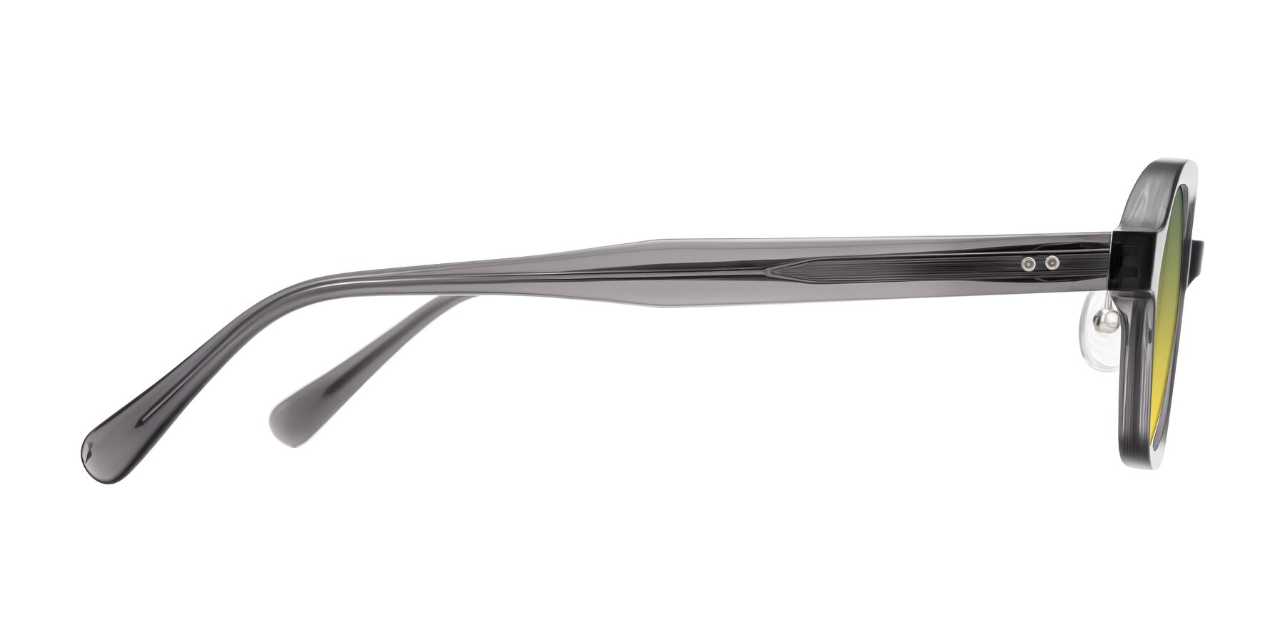 Side of Hicles in Translucent Gray with Green / Yellow Gradient Lenses