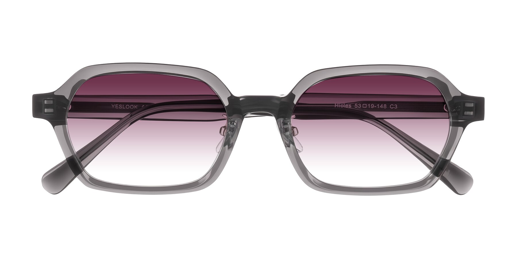 Folded Front of Hicles in Translucent Gray with Wine Gradient Lenses
