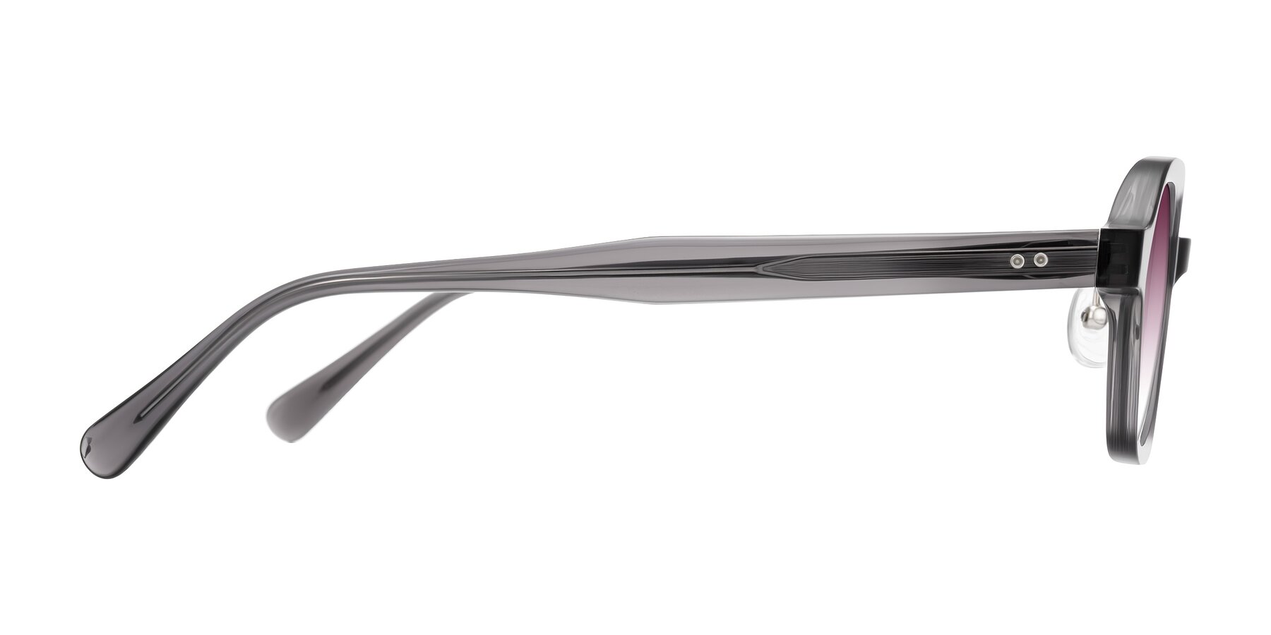 Side of Hicles in Translucent Gray with Wine Gradient Lenses