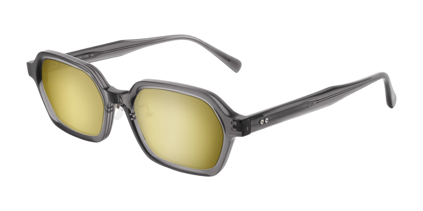Angle of Hicles in Translucent Gray with Gold Mirrored Lenses