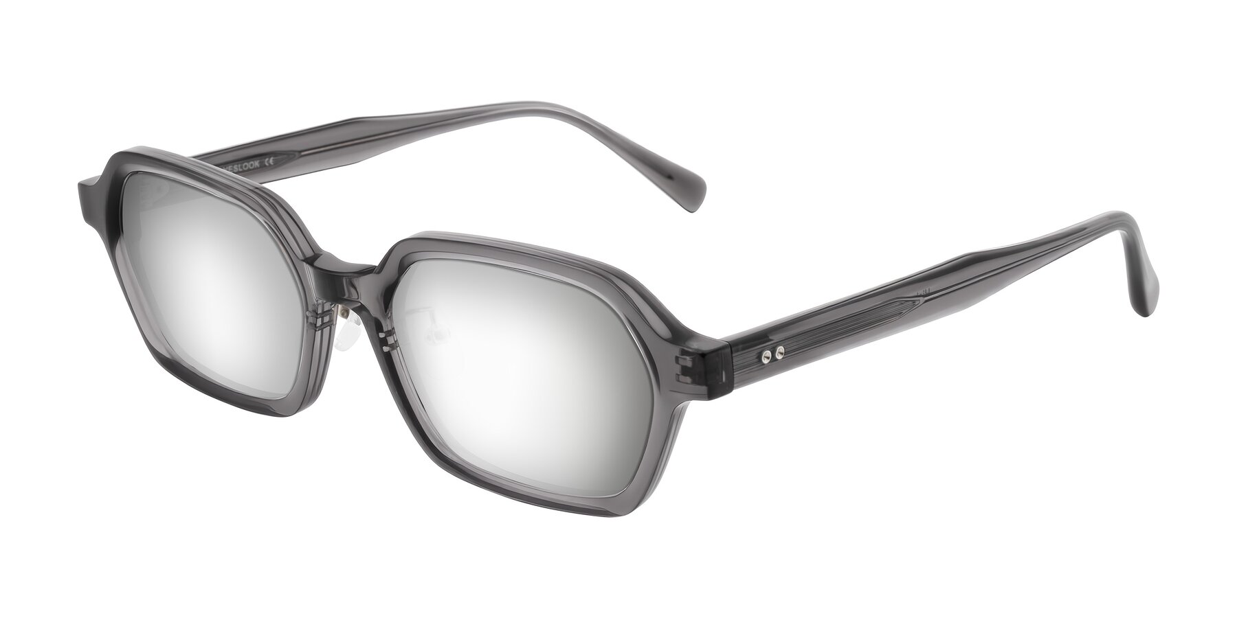 Angle of Hicles in Translucent Gray with Silver Mirrored Lenses