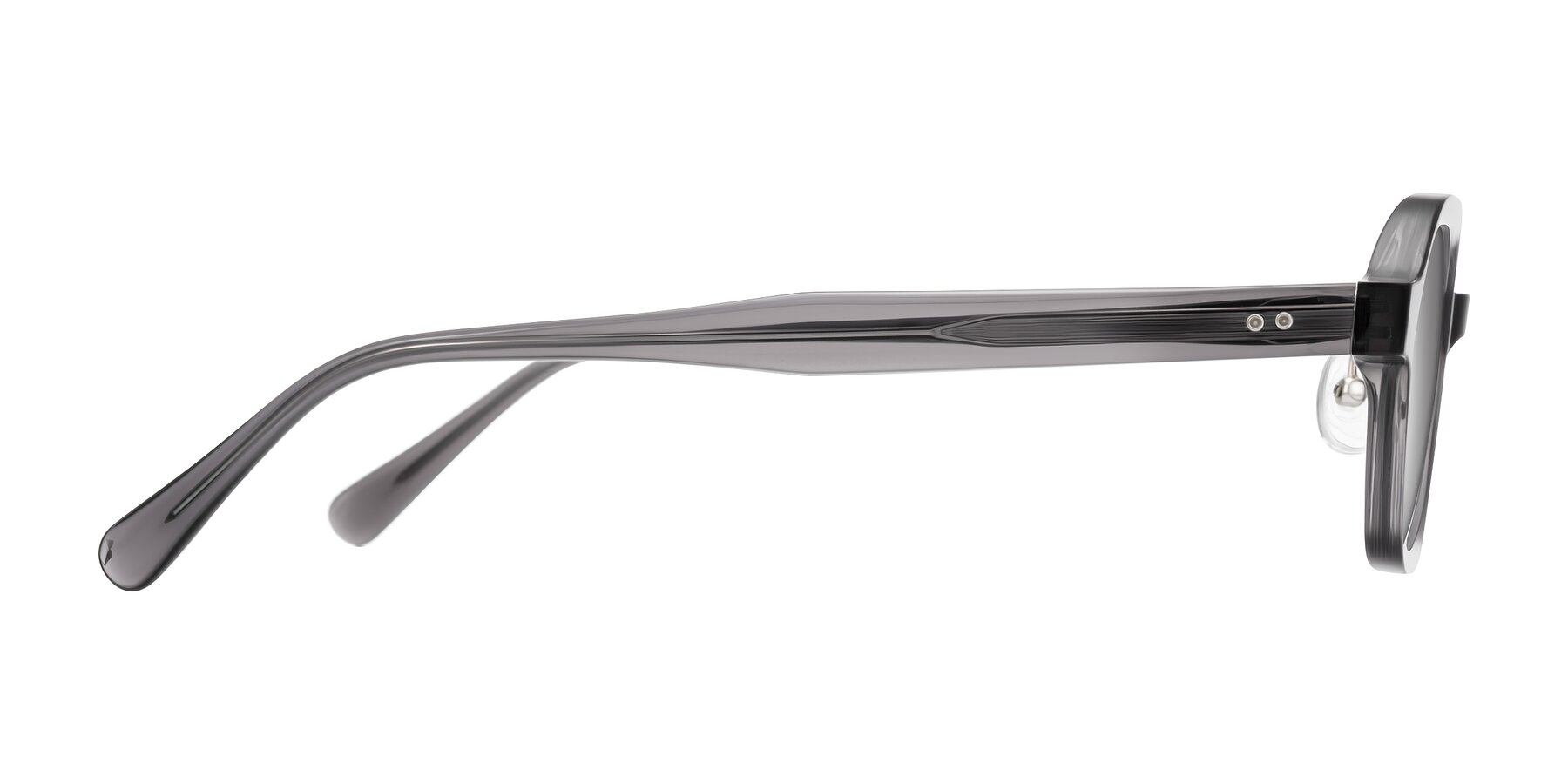 Side of Hicles in Translucent Gray with Silver Mirrored Lenses