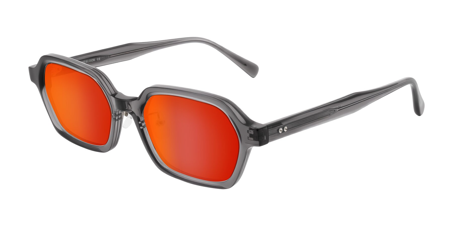 Angle of Hicles in Translucent Gray with Red Gold Mirrored Lenses