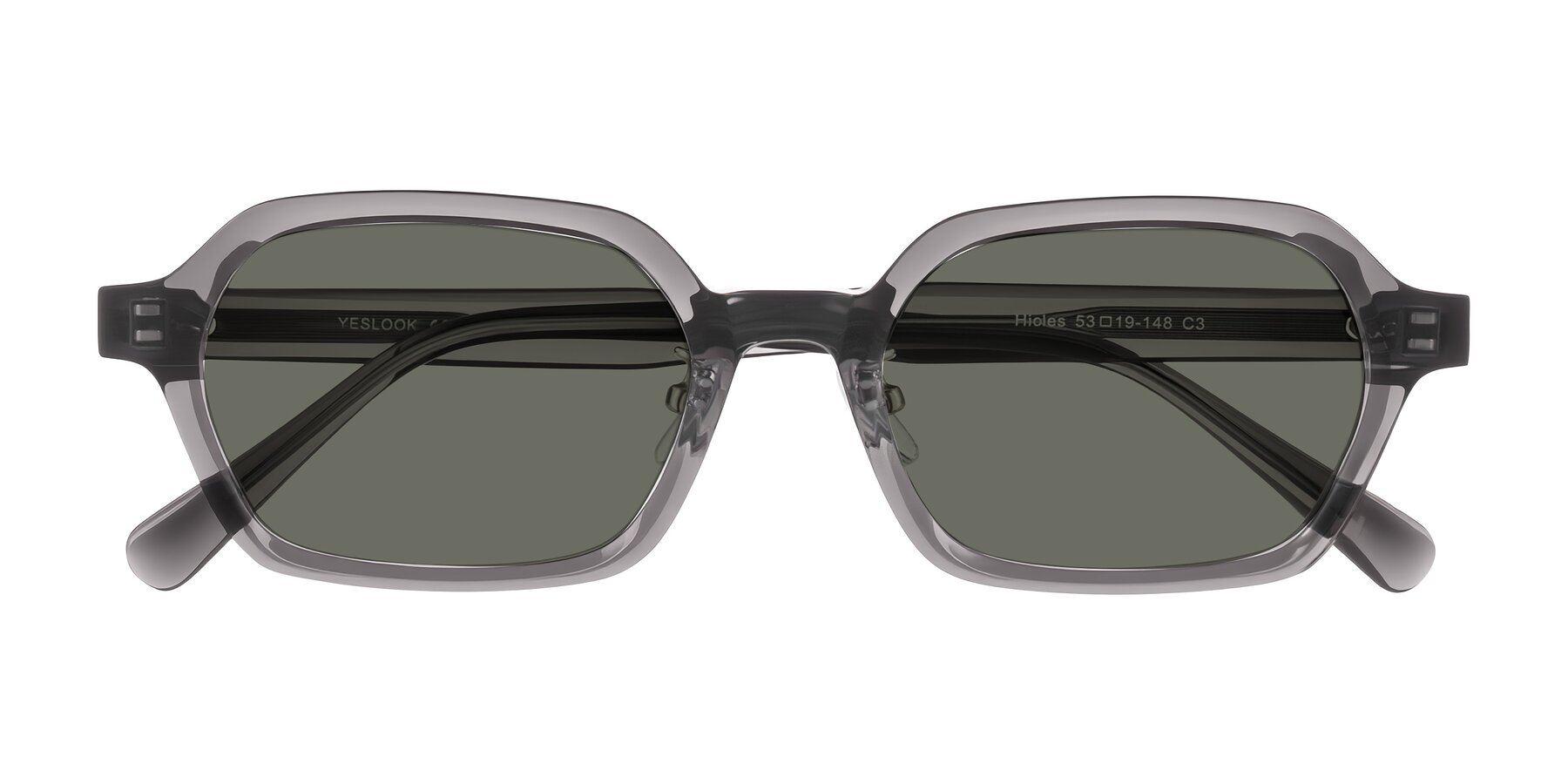 Folded Front of Hicles in Translucent Gray with Gray Polarized Lenses
