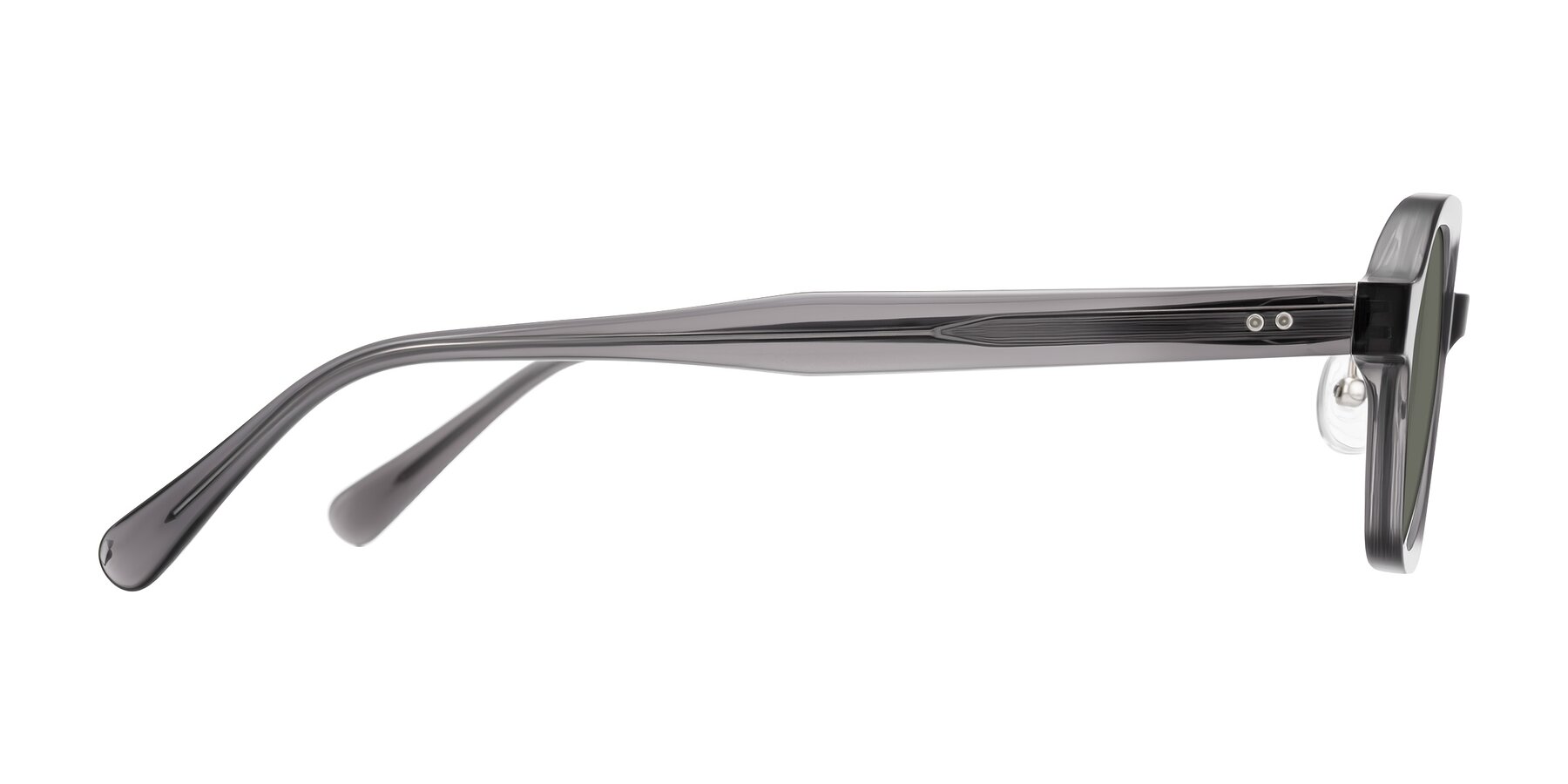 Side of Hicles in Translucent Gray with Gray Polarized Lenses