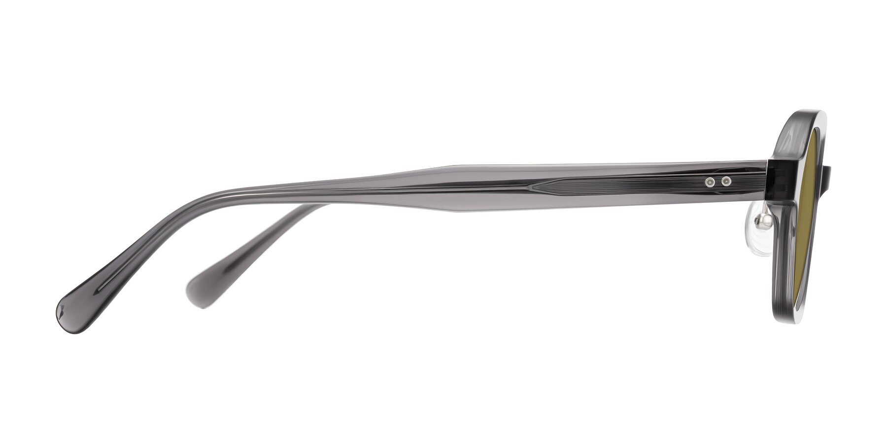 Side of Hicles in Translucent Gray with Brown Polarized Lenses