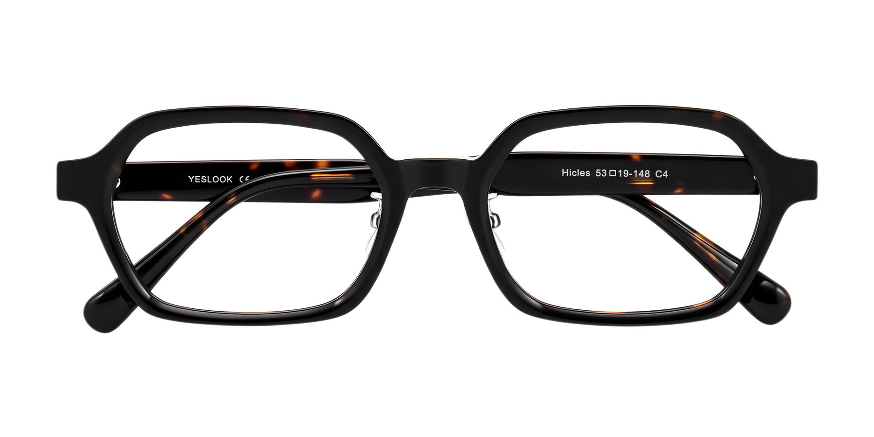 Folded Front of Hicles in Dark Tortoise with Clear Reading Eyeglass Lenses