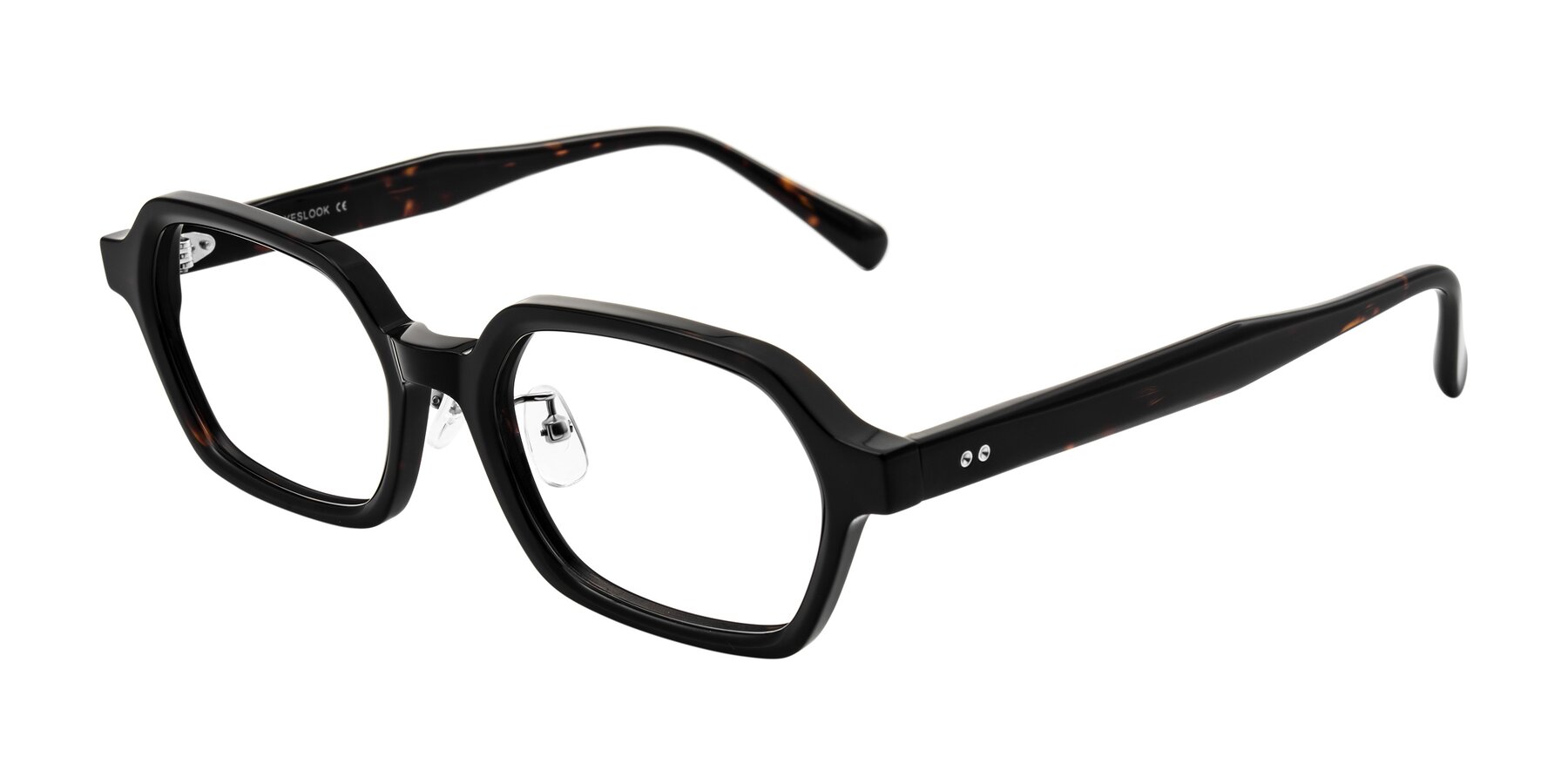 Angle of Hicles in Dark Tortoise with Clear Reading Eyeglass Lenses