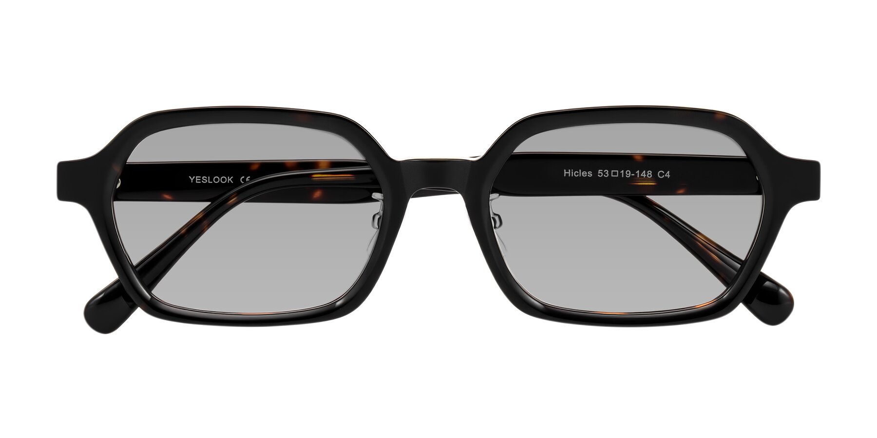 Folded Front of Hicles in Dark Tortoise with Light Gray Tinted Lenses