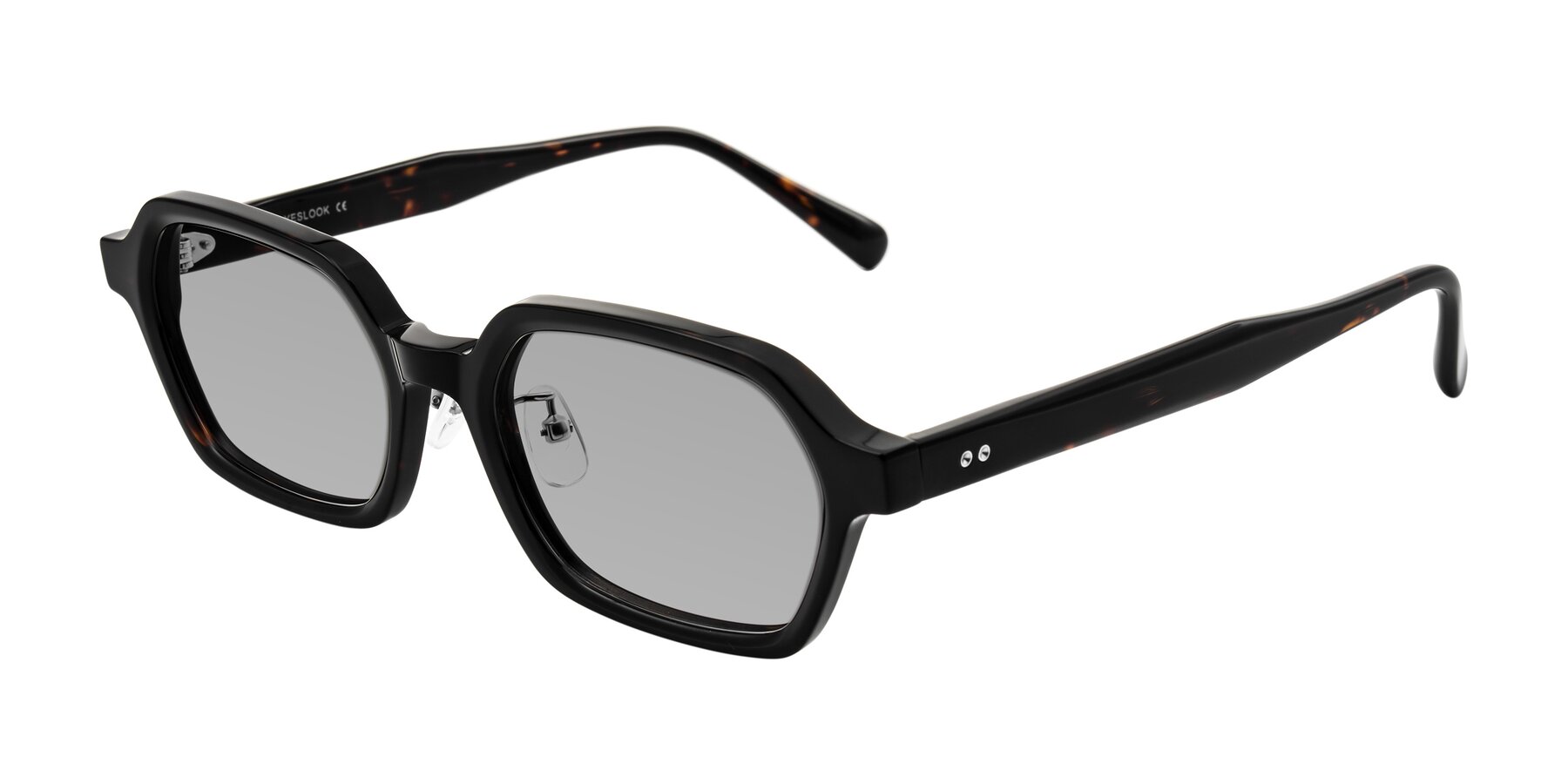Angle of Hicles in Dark Tortoise with Light Gray Tinted Lenses