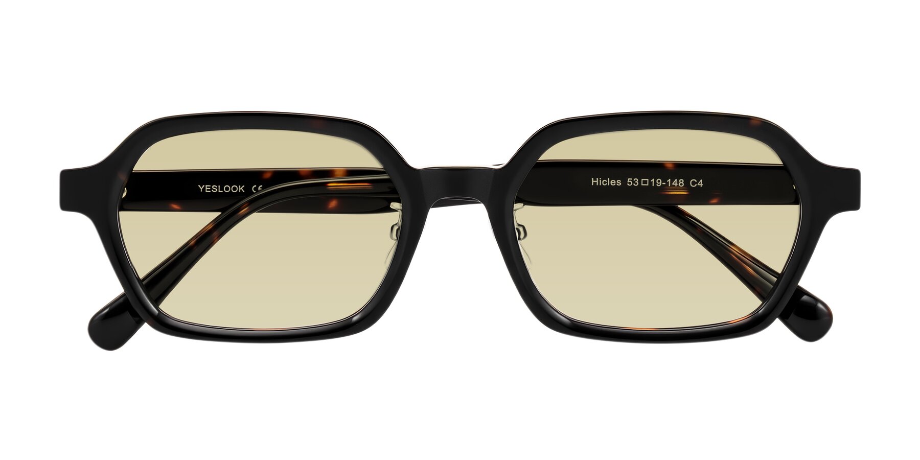 Folded Front of Hicles in Dark Tortoise with Light Champagne Tinted Lenses