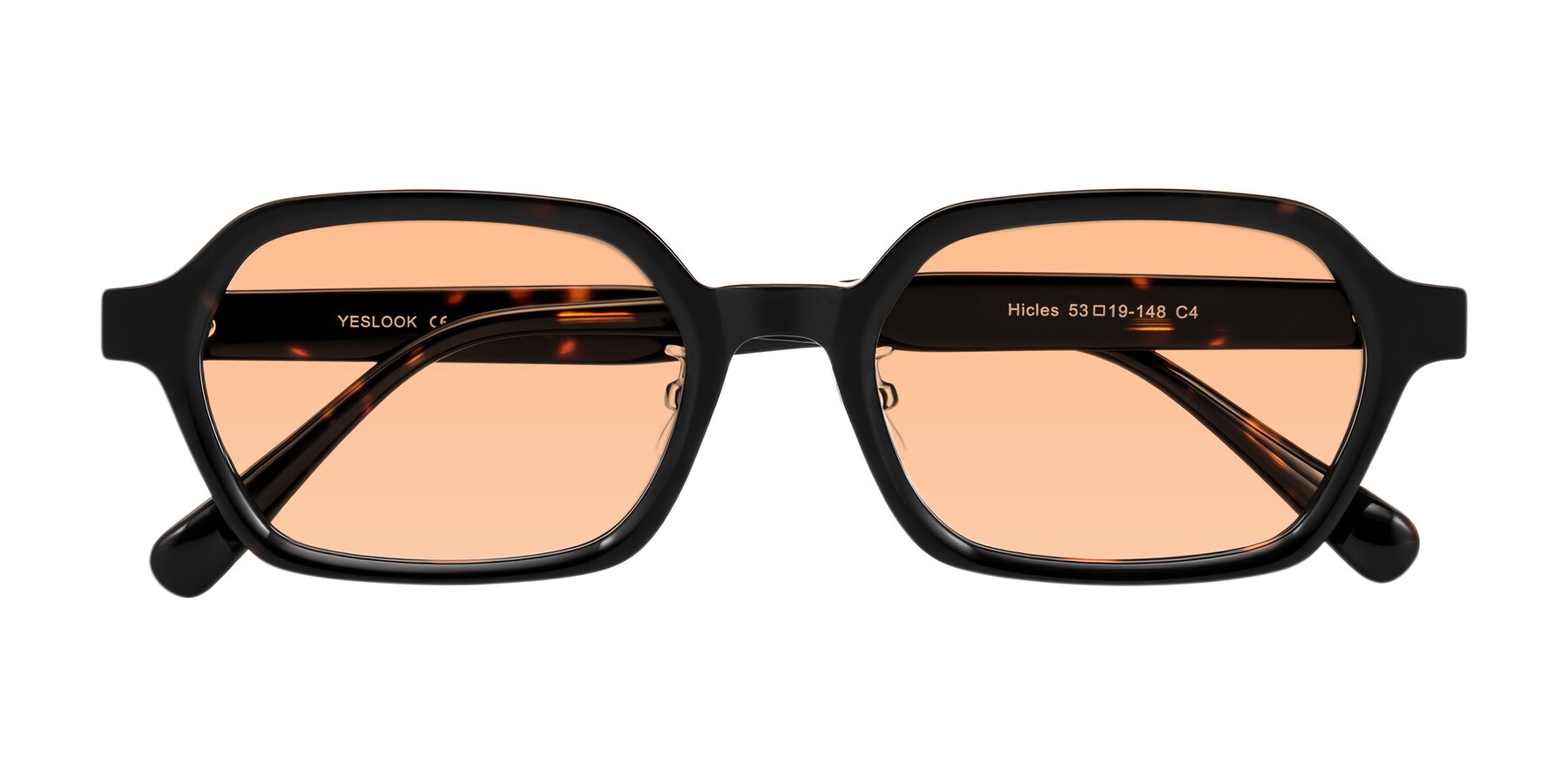 Folded Front of Hicles in Dark Tortoise with Light Orange Tinted Lenses