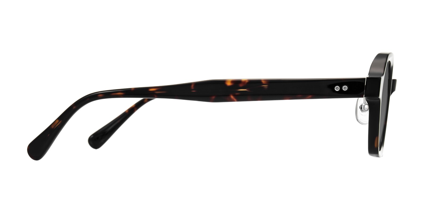 Side of Hicles in Dark Tortoise with Medium Gray Tinted Lenses