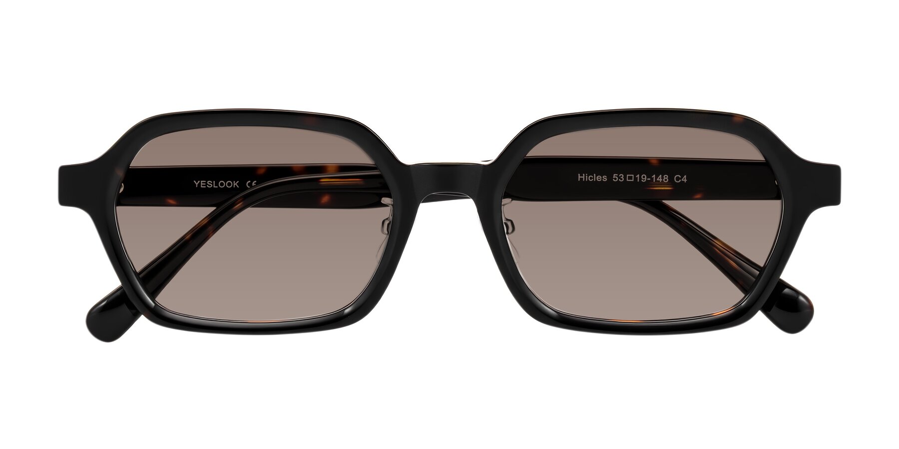 Folded Front of Hicles in Dark Tortoise with Medium Brown Tinted Lenses