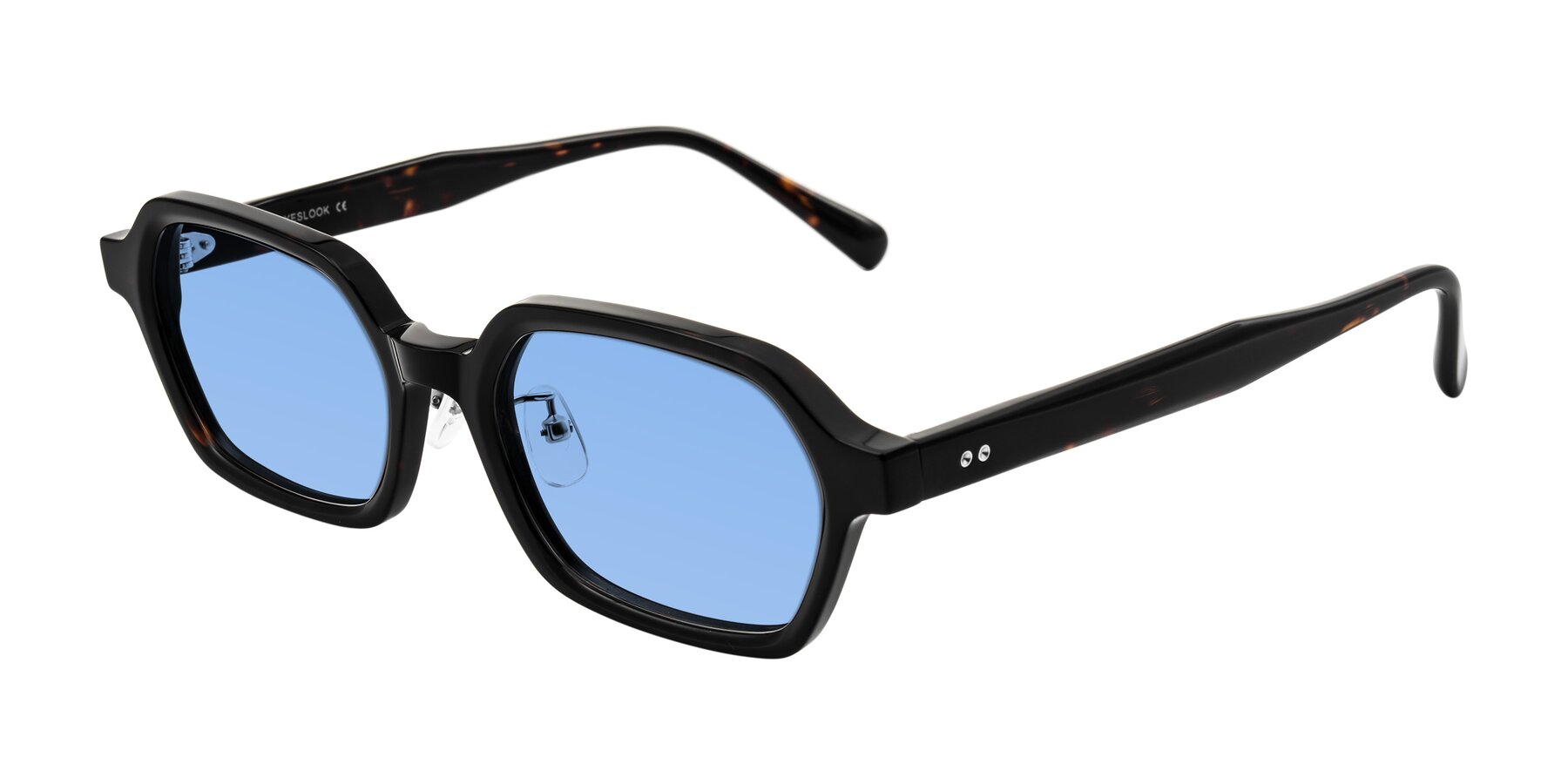 Angle of Hicles in Dark Tortoise with Medium Blue Tinted Lenses