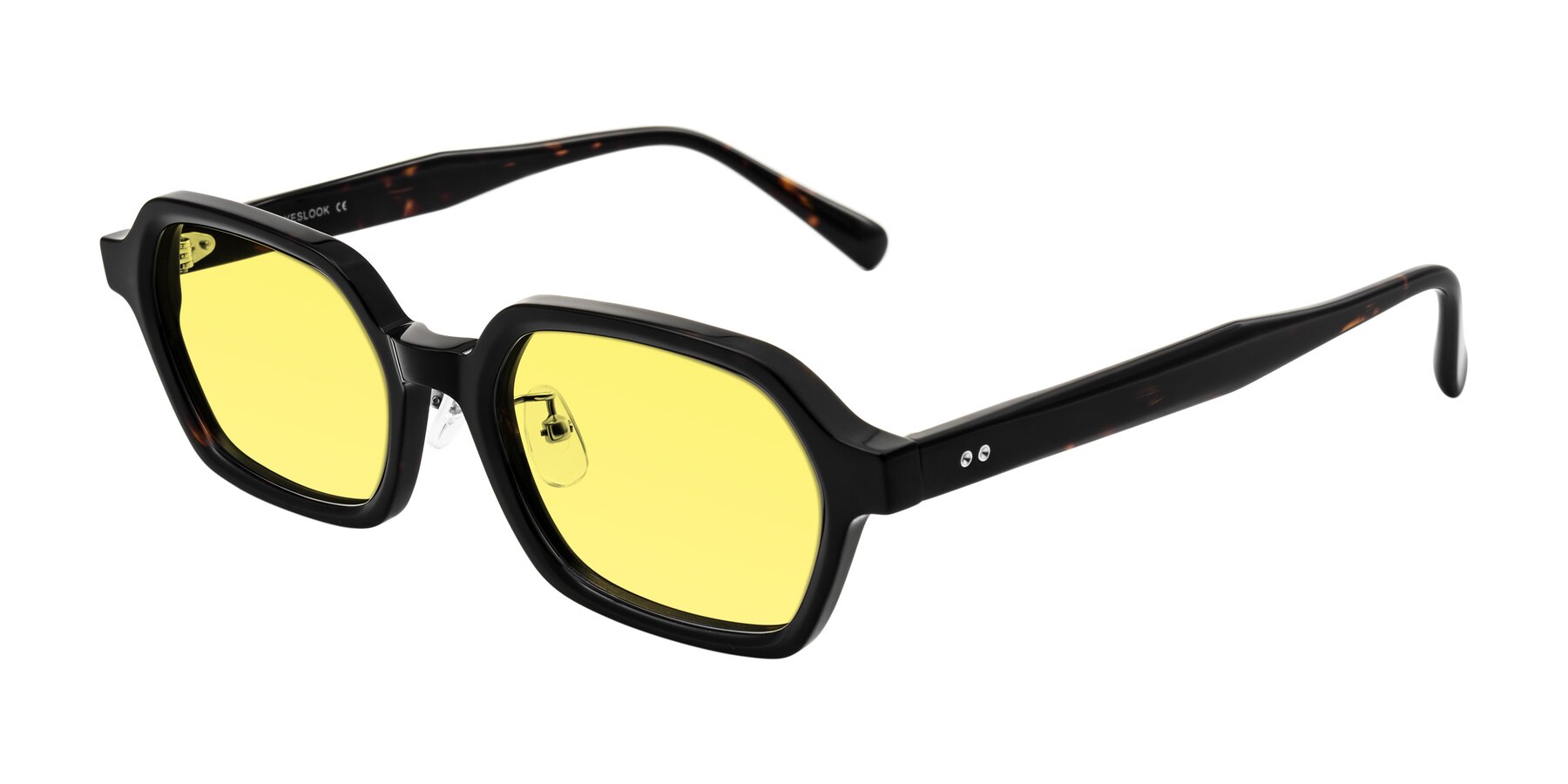 Angle of Hicles in Dark Tortoise with Medium Yellow Tinted Lenses