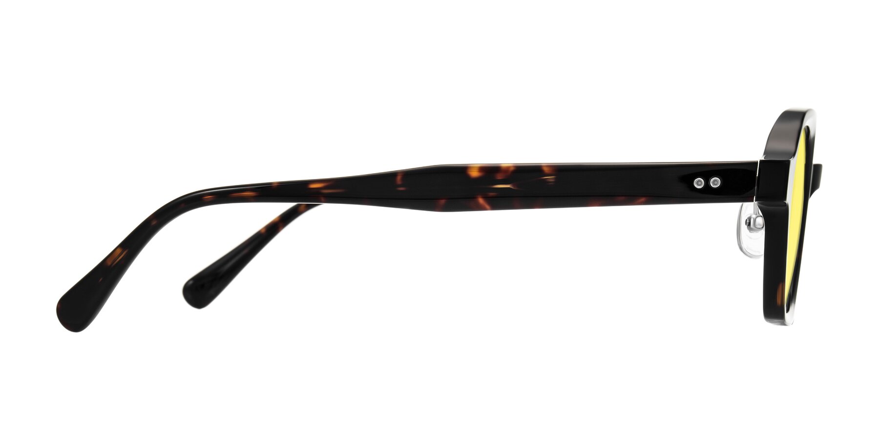Side of Hicles in Dark Tortoise with Medium Yellow Tinted Lenses