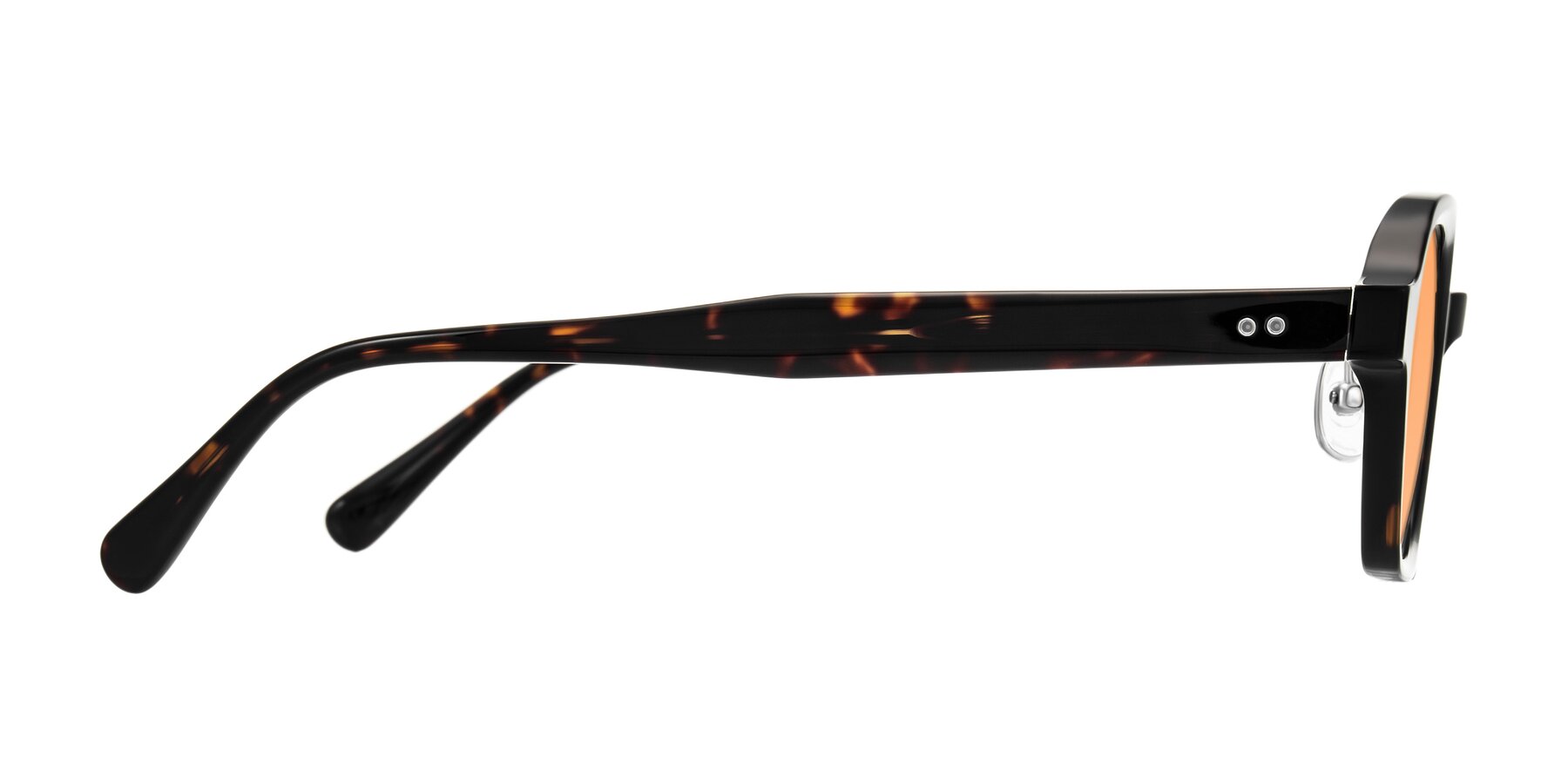 Side of Hicles in Dark Tortoise with Medium Orange Tinted Lenses