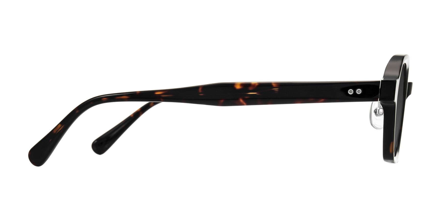 Side of Hicles in Dark Tortoise with Gray Tinted Lenses