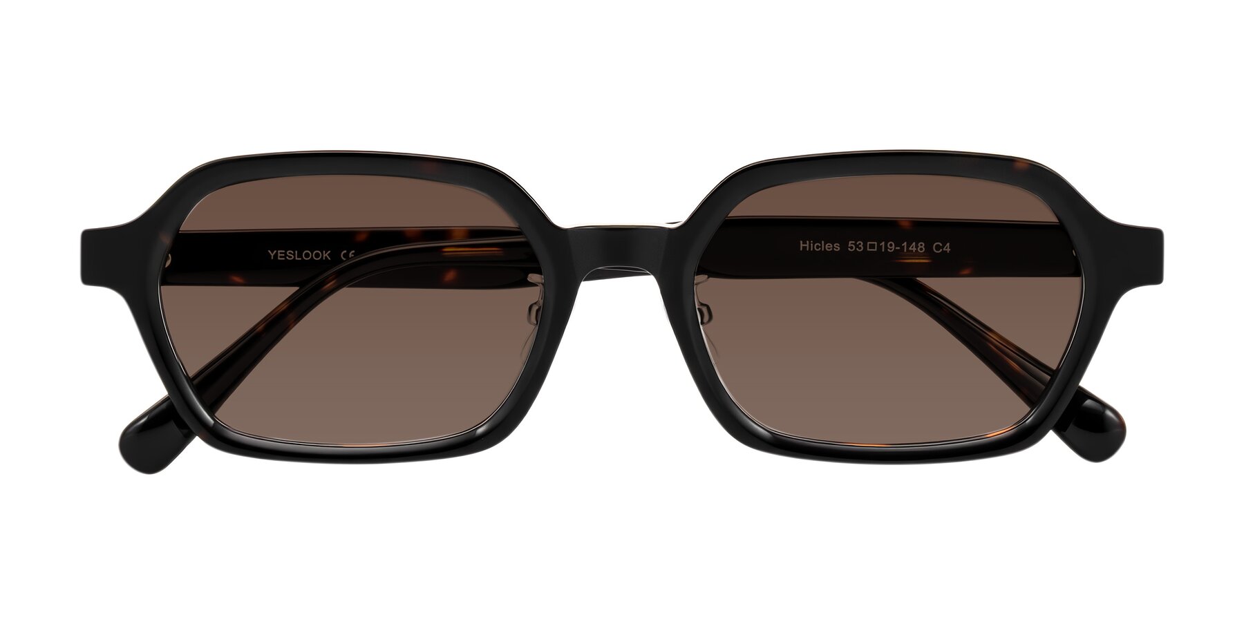 Folded Front of Hicles in Dark Tortoise with Brown Tinted Lenses